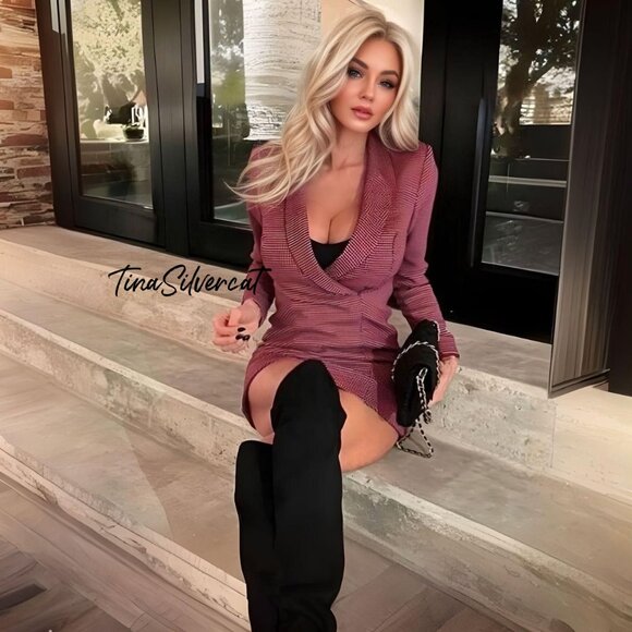 BLOGGER'S FAVE! Zara Blazer Mini Dress Pink Black Sz XS, S, M, L NWT - Picture 9 of 14